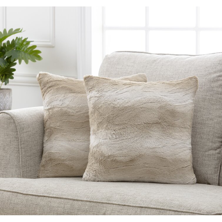 Cream fur pillow sale